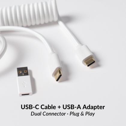 Imagem de Cabo USB-C Keychron Custom Coiled Aviator branco de 1,0 m