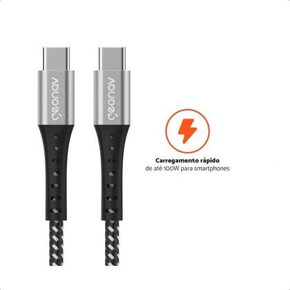 Imagem de Cabo USB-C P/ USB-C Carga Rápida Conector Aluminio