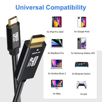 Imagem de Cabo USB C para HDMI 4K60HZ Thunderbolt 3/4 Galaxy S22 de 15 pés