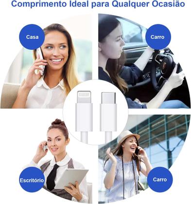 Imagem de Cabo USB-C para Lightning 1 Metro Compativel Iphone Branco, Tipo C Cabo de Carregamento