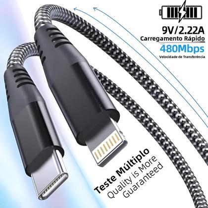 Imagem de Cabo USB C Para Lightning 1M 2M 3M Alta Qualidade Certificado MFi Carregamento Rápido Para iPhone 14