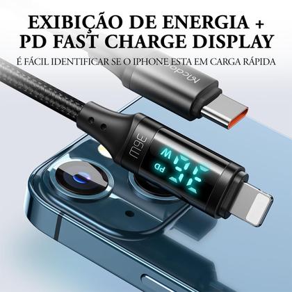 Imagem de Cabo Usb-c Para Lightning Led 1m PD 36W Carga Rápida