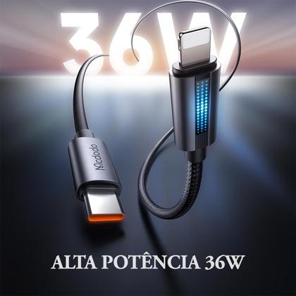 Imagem de Cabo Usb-c Para Lightning Led 1m Pd 36W Carga Rápida