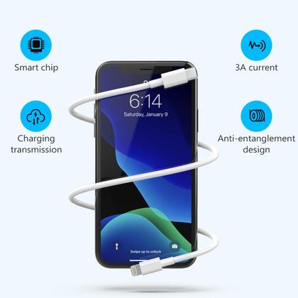 Imagem de Cabo USB C para Lightning, pacote iGenjun de 6 pés com 5 pés para iPhone - branco