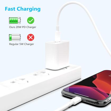Imagem de Cabo USB C para Lightning, pacote iGenjun de 6 pés com 5 pés para iPhone - branco