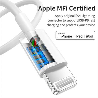 Imagem de Cabo USB C para Lightning, pacote iGenjun de 6 pés com 5 pés para iPhone - branco