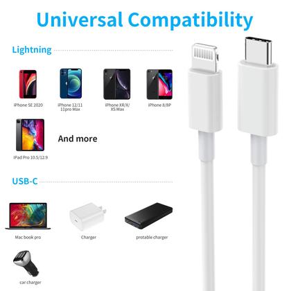 Imagem de Cabo USB C para Lightning, pacote iGenjun de 6 pés com 5 pés para iPhone - branco