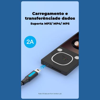 Imagem de Cabo USB C Para Mini USB 2.0 2A Camera Notebook 1m Vention