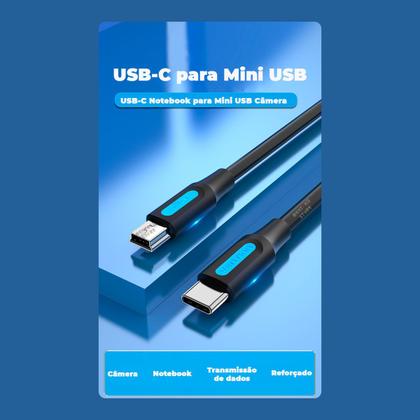 Imagem de Cabo USB C Para Mini USB 2.0 2A Camera Notebook 1m Vention