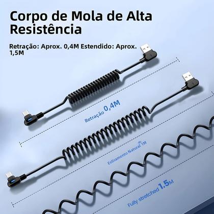 Imagem de Cabo USB C Para Tipo C De Carregamento Rápido 6A Com Conector Duplo Para iPhone pro Samsung Xiaomi