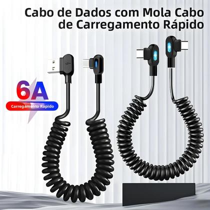Imagem de Cabo USB C Para Tipo C De Carregamento Rápido 6A Com Conector Duplo Para iPhone pro Samsung Xiaomi