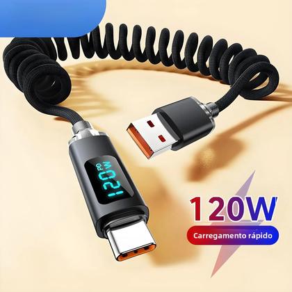 Imagem de Cabo USB C Para Tipo C Retrátil De Carregamento Rápido De 120W Para iPhone 15 16 Samsung Huawei Com
