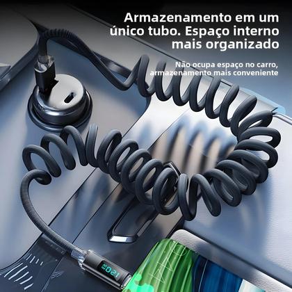 Imagem de Cabo USB C Para Tipo C Retrátil De Carregamento Rápido De 120W Para iPhone 15 16 Samsung Huawei Com