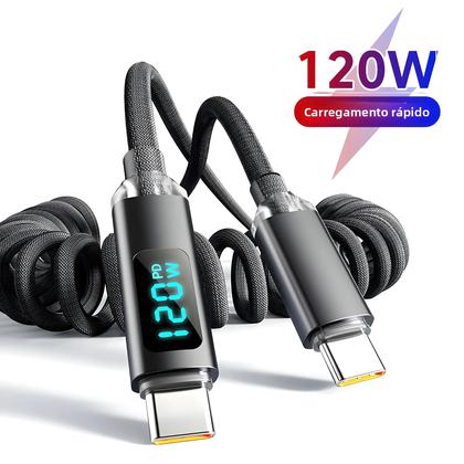 Imagem de Cabo USB C Para Tipo C Retrátil De Carregamento Rápido De 120W Para iPhone 15 16 Samsung Huawei Com