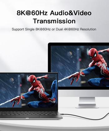 Imagem de Cabo USB C para USB C 4.0 de 40 Gbps 1,8 Metros Carregamento Rápido PD 100W/240W PCs Celular Tablets Laptops Hubonic