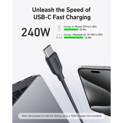 Imagem de Cabo USB-C para USB-C Bio Braided de 0,9m (3ft) 240W A80E5 - Anker