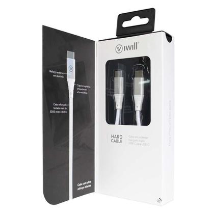 Imagem de Cabo USB-C para USB-C Hard Cable em Poliéster Branco - iWill