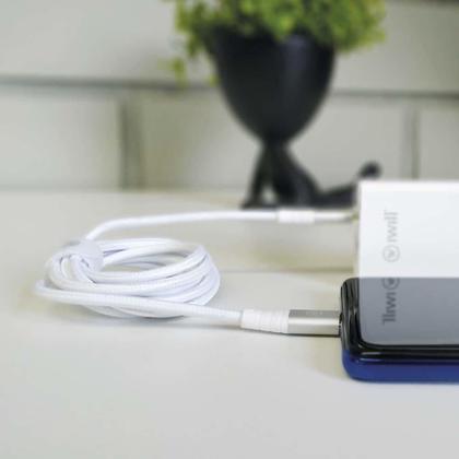 Imagem de Cabo USB-C para USB-C Hard Cable em Poliéster Branco - iWill