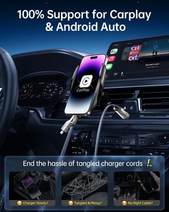 Imagem de Cabo USB C SHEZI 4 em 1 60 W 3 m de nylon trançado para iPhone cinza