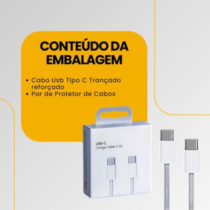 Imagem de Cabo Usb C Trançado Quick Charge Compativel Com iPhone 16 15 Android Samsung Motorola Xiaomi Realme