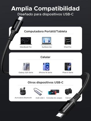 Imagem de Cabo USB C UGREEN 100W PD (1,M) rápido suporta iPhone/,Galaxy/,Macbook,/Pro,/Air,/iPad,/Pixel,/etc.