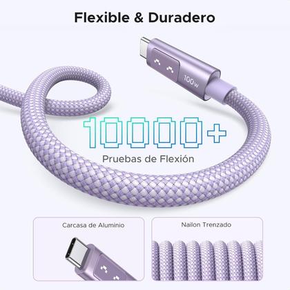 Imagem de Cabo Usb C Ugreen 100W Pd Carregamento Rápido 2 Metro (Roxo)