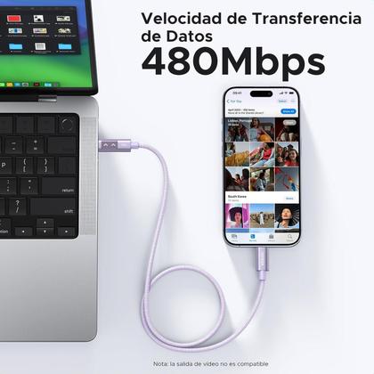 Imagem de Cabo Usb C Ugreen 100W Pd Carregamento Rápido 2 Metro (Roxo)