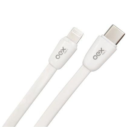 Imagem de Cabo USB-C X Lightning FLAT Duo 1M 20W Branco OEX CE209