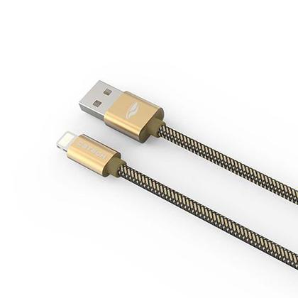 Imagem de Cabo USB C3Tech CB-210GD Nylon Lightning 2A 2 mts Dourado