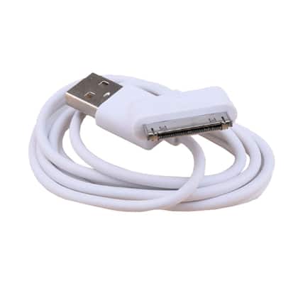 Imagem de Cabo USB Carregador 30 Pinos Compatível Iphone 3Gs 4s iPad iPod Carga e Dados Reforçado Branco 1m 