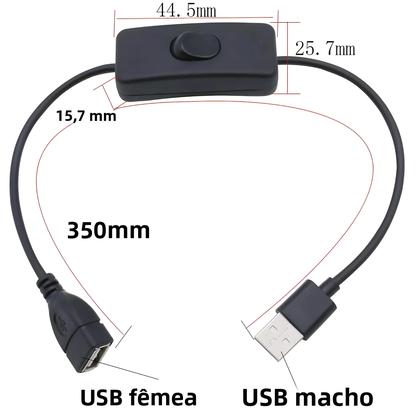 Imagem de Cabo USB Com Interruptor Liga/Desliga Extensão Para Dispositivos De Fonte De Alimentação USB Para