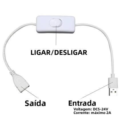Imagem de Cabo USB Com Interruptor Liga/Desliga Extensão Para Dispositivos De Fonte De Alimentação USB Para