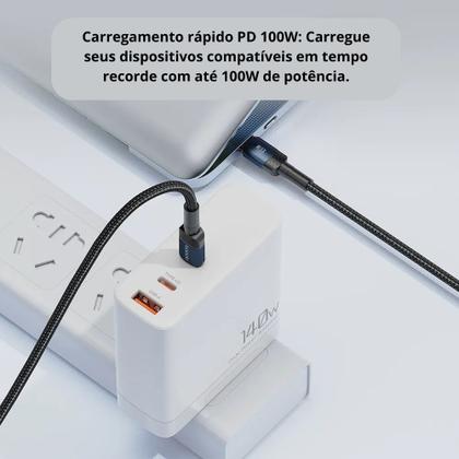 Imagem de Cabo Usb Duplo Tipo-c Pd 100w 5a 1m PD Transmissão de dados 480Mbps