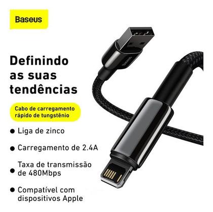 Imagem de Cabo USB para Lightning Baseus Tungsten 2.4A 2m