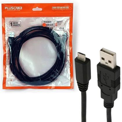 Imagem de Cabo USB Para Micro USB PlusCable 3 Metros PC-USB3004 - Preto