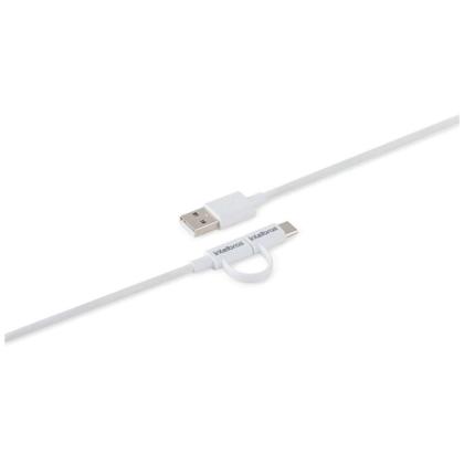 Imagem de Cabo USB para Micro USB + USB-C 1,2m Branco EUABC 12 PB Intelbras