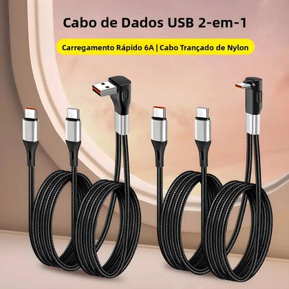 Imagem de Cabo USB Para Tipo C De Carregamento Rápido 6A 2-em-1 Dual Tipo-C Para iPhone 15 16 E Celulares