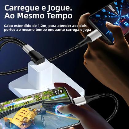Imagem de Cabo USB Para Tipo C De Carregamento Rápido 6A 2-em-1 Dual Tipo-C Para iPhone 15 16 E Celulares