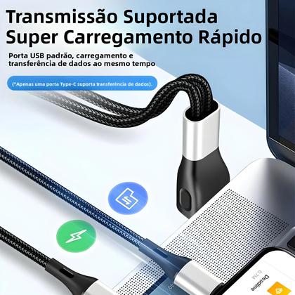 Imagem de Cabo USB Para Tipo C De Carregamento Rápido 6A 2-em-1 Dual Tipo-C Para iPhone 15 16 E Celulares