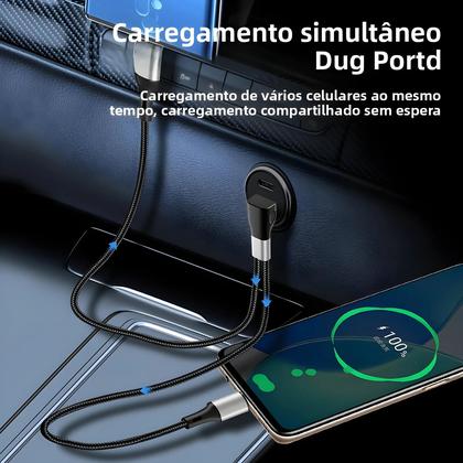Imagem de Cabo USB Para Tipo C De Carregamento Rápido 6A 2-em-1 Dual Tipo-C Para iPhone 15 16 E Celulares