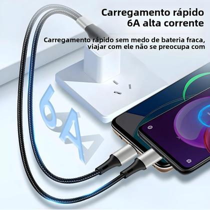 Imagem de Cabo USB Para Tipo C De Carregamento Rápido 6A 2-em-1 Dual Tipo-C Para iPhone 15 16 E Celulares