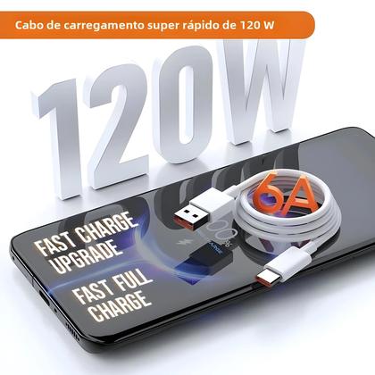 Imagem de Cabo USB Tipo C 120W PD3.0 de Carregamento Rápido para Xiaomi Mi 11/10 Pro/Poco/Redmi Note/K30s