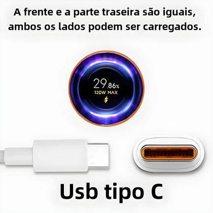 Imagem de Cabo USB Tipo C 120W PD3.0 de Carregamento Rápido para Xiaomi Mi 11/10 Pro/Poco/Redmi Note/K30s