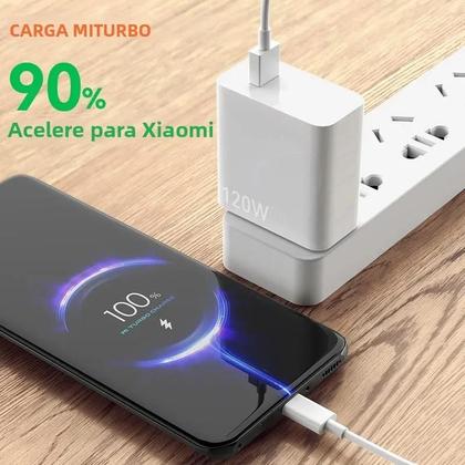 Imagem de Cabo USB Tipo C 120W Turbo para Xiaomi Mi 13/12/11/10/Poco X3/Redmi Note - Carregamento Rápido