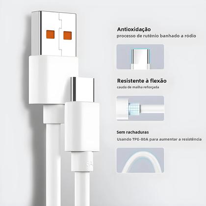 Imagem de Cabo USB Tipo C 120W Turbo para Xiaomi Mi 13/12/11/10/Poco X3/Redmi Note - Carregamento Rápido