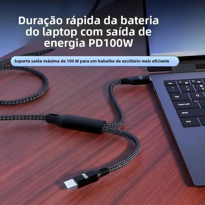 Imagem de Cabo USB Tipo C De Carregamento Rápido 100W 2 Em 1 Para iPhone 16 15 Samsung Tablet Laptop Cabo De