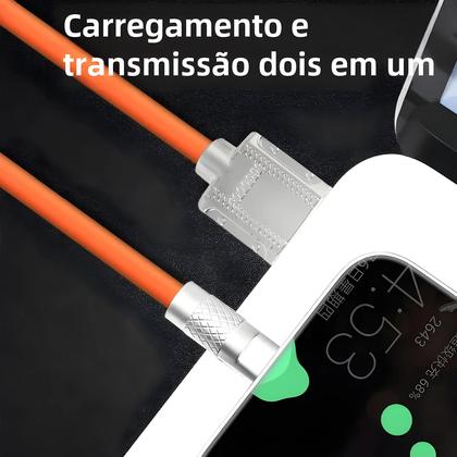 Imagem de Cabo USB Tipo C de Silicone Líquido - Carga Super Rápida 120W 6A (2m) - Compatível com Huawei, Samsung e Xiaomi