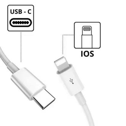 Imagem de Cabo USB Tipo C Lightning Celular Carregamento 1m Branco