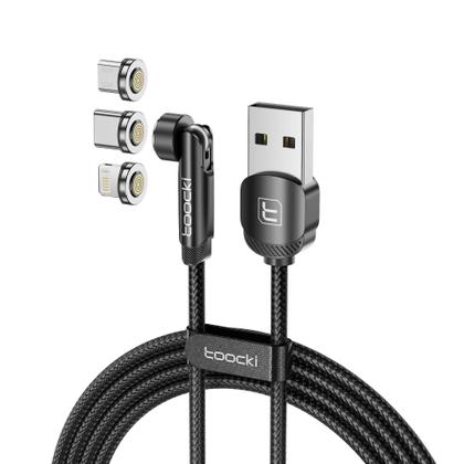 Imagem de Cabo USB Tipo C Magnético Toocki - Carregamento Rápido 540° - iPhone, Xiaomi e Micro USB