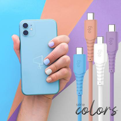 Imagem de Cabo USB TipoC, Carga Rápida 15W 3A, PVC Reforçado 10X Mais Resistente, 1,2 metro, ELG TC12T, ELG